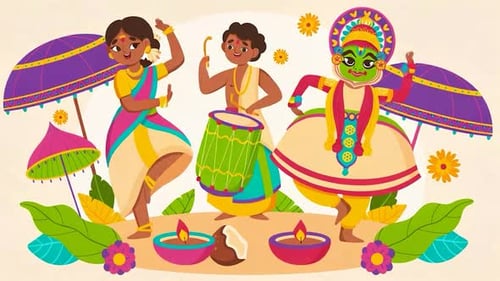 Vibrant Indian Cultural Festival Celebration Flat Design Animation