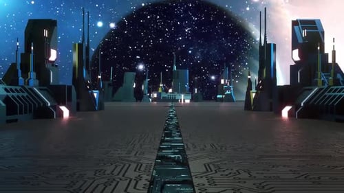 Modern Authentic Robot Arm Holding Contemporary Super Computer Processor Moving into Focus.CPU Micro