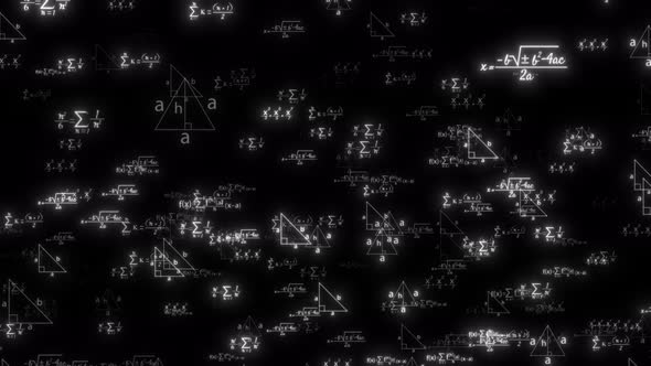 Animated Mathematical Formulas and Geometric Shapes Background ...
