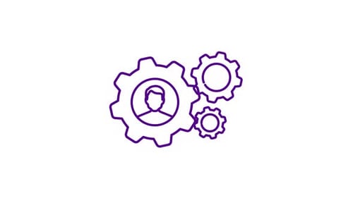 Animated Line Art Icons: Gears and Person for Corporate Concepts
