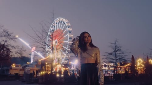 Beautiful Model in a Amusement Park