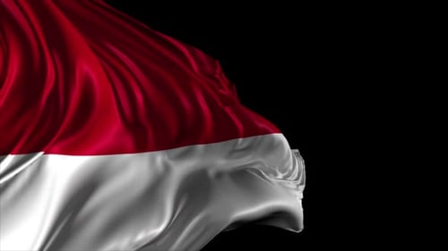 Waving Red and White Fabric Flag Loop Animation