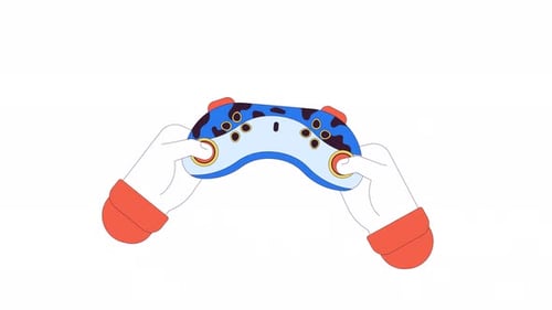 Holding gamepad line 2D character hands animation