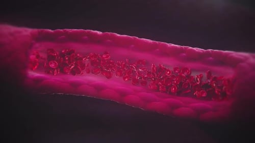 Red Blood Cells Flowing in Artery Medical Animation