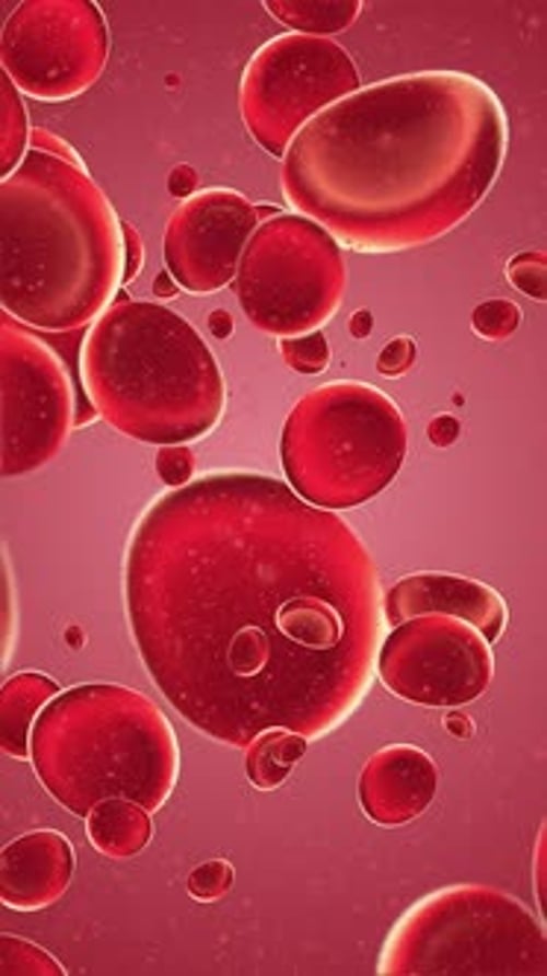 Flowing Red Blood Cells Microscopic Medical Science Animation