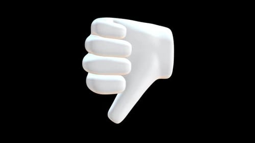 3D Animated Thumbs Down Gesture for Dislike and Negative Feedback