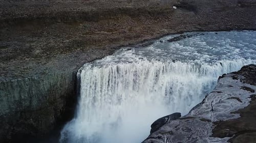Aerial View of Dettifoss Waterfall in Iceland