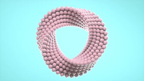 3D Loop Animation of Spinning Balls Molded Into Uneven Circle