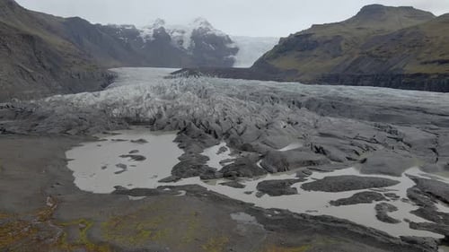 Stunning aerial panoramic view of Svinafellsjokull glacier in Iceland