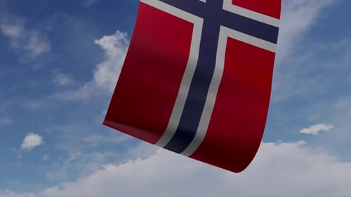Drohne zieht norwegische Flagge