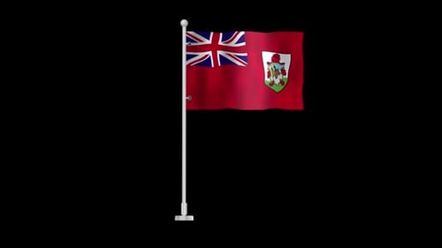 Animated Waving Bermuda Flag On Pole Loop