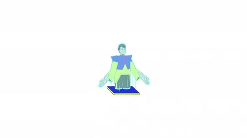 Futuristic hologram man out of phone screen 2D character animation