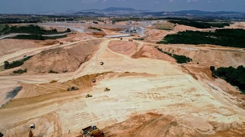 Large Scale Highway Construction Site Aerial View