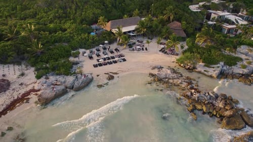 Aerial shot of Salto del Gitano beach in Monfrague Natural Park, Caceres, Spain