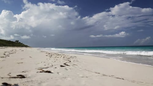 Vacation, Travel and Background Concept - Blue Sea or Ocean, White Sand