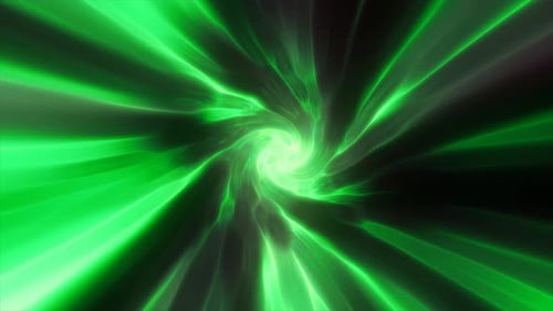 Grüner Hypertunnel mit rotierender Geschwindigkeit, Weltraumtunnel aus verdrillter, wirbelnder Energie, magischem, glühendem Licht