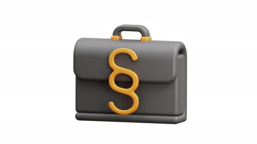 3D Animation Lawyer Briefcase With Paragraph Symbol