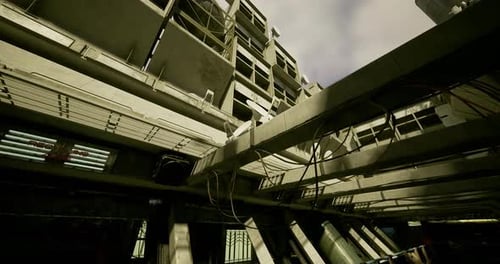 Exploración urbana de un edificio abandonado en un área industrial durante el día