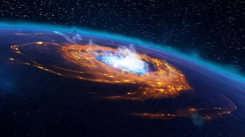 Universe Galaxies and Stars Flight Through Space to the Center of the Golden Galaxy