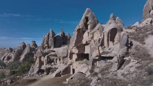 Caves In The Valley Of Cappadocia, Turkey, Aerial View