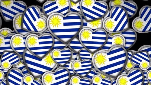 Uruguay Flag Hearts Patriotic Filling Screen Transition