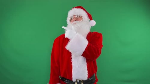 Santa Points in the Air Like Pushing a Subscribe Button Creating an Interactive Gesture