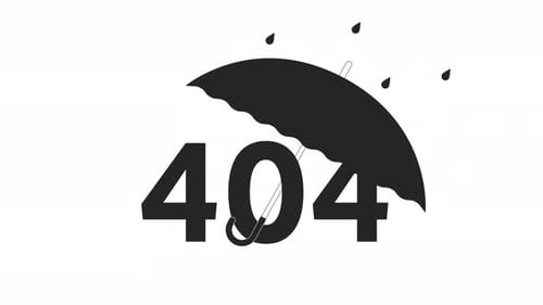 Animated 404 Error Page Under Umbrella with Rain