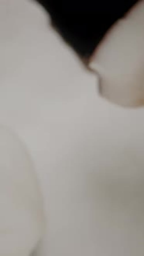 Vertical video. Coconut Pieces with Husk and White Flesh on a Black Background. Dolly slider macro.