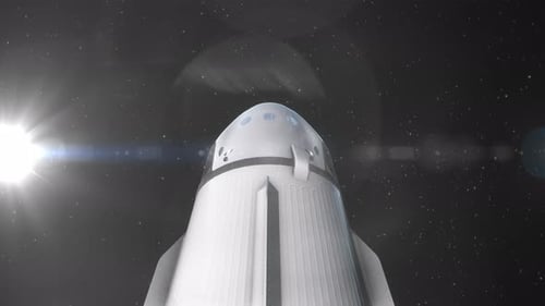 Futuristic Spaceship Flying Through Starry Space