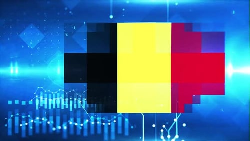 Belgium Flag On Economy Background And Graph