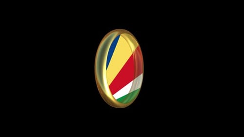 Seychelles Flag 3D Golden Badge Spinning Animation