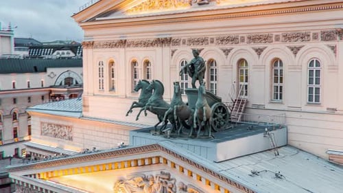 Statue Of Horses On A Theater Aerial