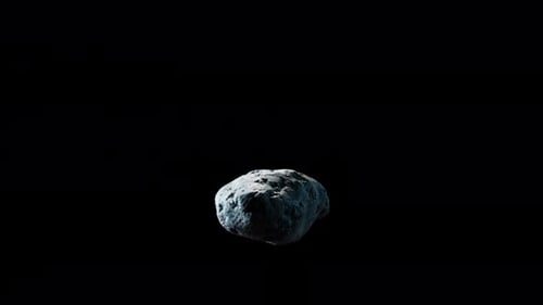 3D Rendered Asteroid Flying in Dark Space