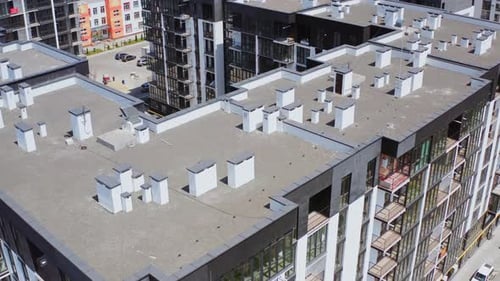 High rise apartment building. Aerial view of residential district