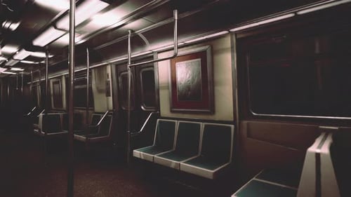 Empty Subway Wagon Using New York City Public Transportation System
