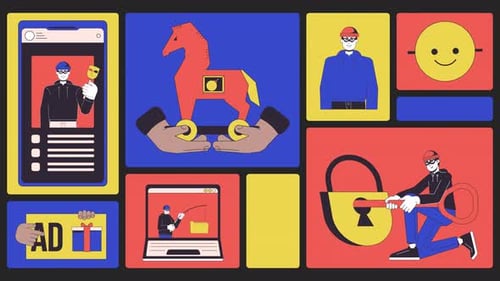 Cyber thefts animated bento grid layout