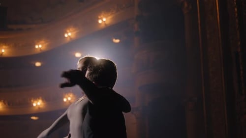 Ballet Dancers Performing Beautifully on Stage at Theater