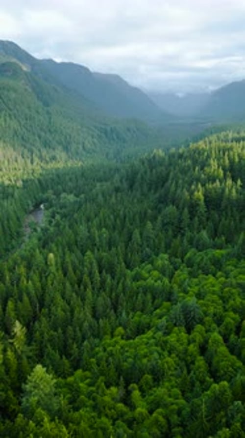 Aerial View of Canadian Mountain Landscape in Cloudy Day Taken Near Vancouver