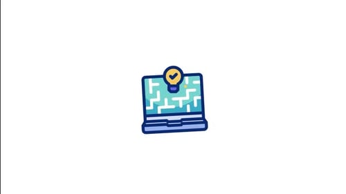 Animated Laptop Idea Solution Flat Design Icon