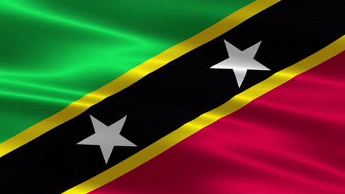 Saint Kitts and Nevis Flag Waving Animation with Realistic Fabric