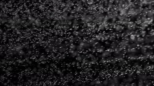 Bokeh de partículas abstractas flotantes sobre fondo oscuro. Filmado con una cámara a cámara superlenta de 1000 fps.