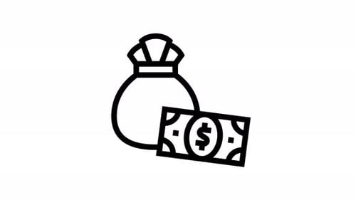 animação de ícone de linha de bolsa de dinheiro