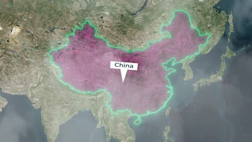 Animated Map Highlight of China with Glowing Border