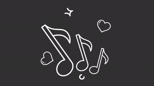 Musical notes doodle hand drawn melody hearts sound elements