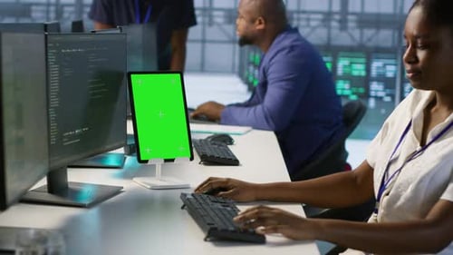 Admin Using Isolated Screen Tablet Working in Server Farm