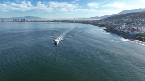 Puerto Vallarta - Puerto Vallarta, Jalisco, Mexico. Aerial drone fly above view high resolution 4k