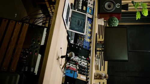 Recording Studio Control Panel Mixer with Equalizer Fader Buttons for Broadcast Song Recording