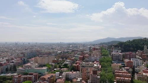 Aerial Panoramic Footage of Buildings in Residential Boroughs in Metropolis View Against Sunshine