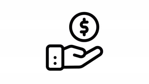 Animated Hand Receiving Dollar Coin Financial Icon