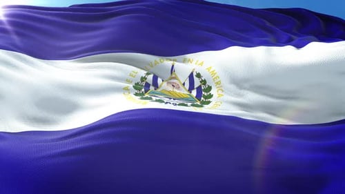 El Salvador National Flag Realistic Waving Animation